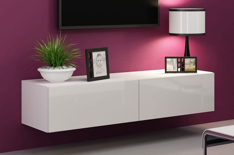 Vasil TV-bänk 140 cm - Vit/Vit Högglans - Möbler - Tv möbel & mediamöbel - TV bänk & mediabänk