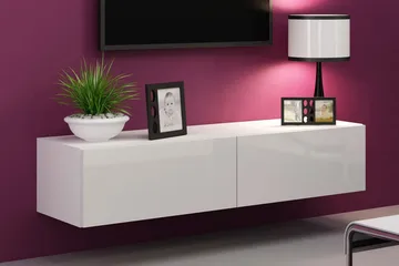Vasil TV-bänk 140 cm - Vit/Vit Högglans - Möbler - Tv möbel & mediamöbel - TV bänk & mediabänk