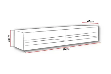Vasil TV-bänk 180 cm Öppen Hylla - Vit/Vit Högglans - Möbler - Tv möbel & mediamöbel - TV bänk & mediabänk