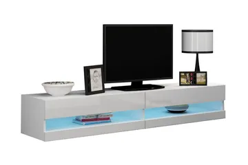 Vasil TV-bänk 180 cm Öppen Hylla - Vit/Vit Högglans - Möbler - Tv möbel & mediamöbel - TV bänk & mediabänk