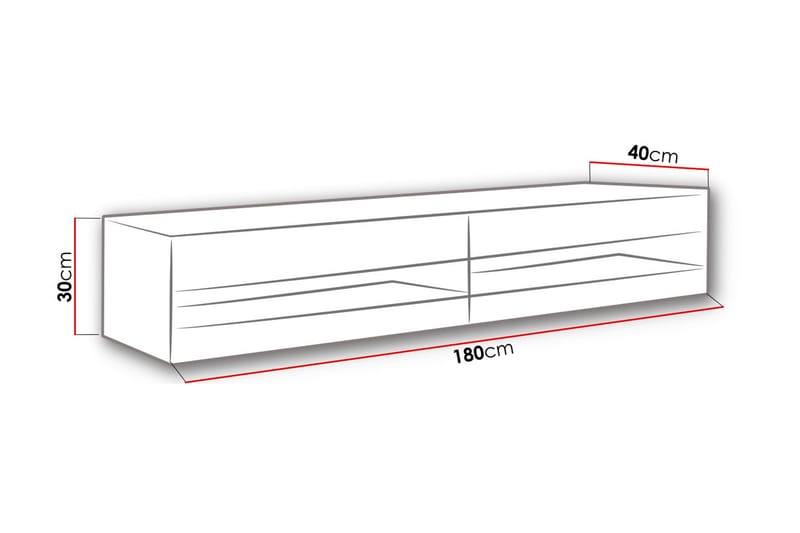 Vasil TV-bänk 180x40x30 cm - Grå - Möbler - Tv möbel & mediamöbel - TV bänk & mediabänk