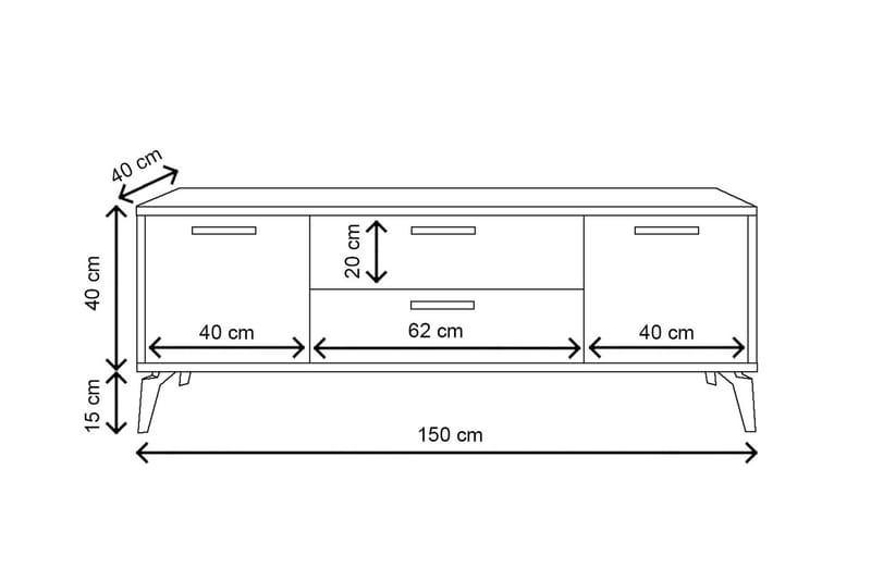 Vegal Tv-bänk 150 cm - Vit - TV bänk & mediabänk