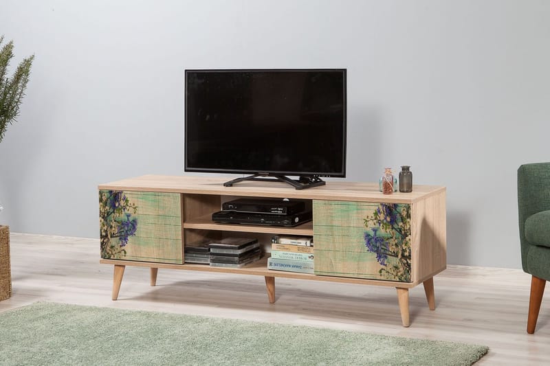 Vellavie Tv-bänk 140 cm Körsbärsblom - Brun/Grön - Möbler - Tv möbel & mediamöbel - TV bänk & mediabänk