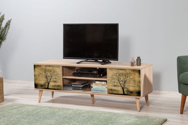 Vellavie Tv-bänk 140 cm Trädsilhuett - Grön/Brun - Möbler - Tv möbel & mediamöbel - TV bänk & mediabänk