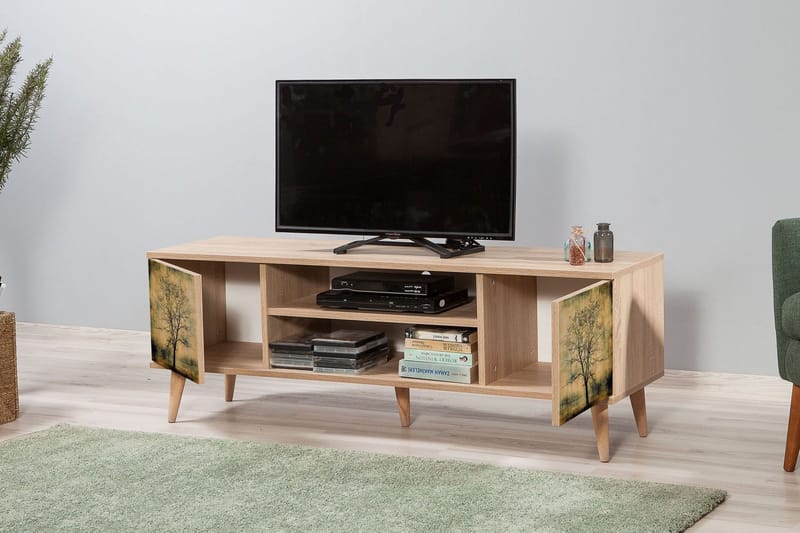 Vellavie Tv-bänk 140 cm Trädsilhuett - Grön/Brun - Möbler - Tv möbel & mediamöbel - TV bänk & mediabänk