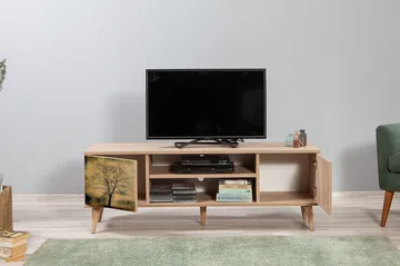 Vellavie Tv-bänk 140 cm Trädsilhuett - Grön/Brun - Möbler - Tv möbel & mediamöbel - TV bänk & mediabänk