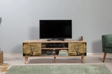 Vellavie Tv-bänk 140 cm Trädsilhuett - Grön/Brun - Möbler - Tv möbel & mediamöbel - TV bänk & mediabänk