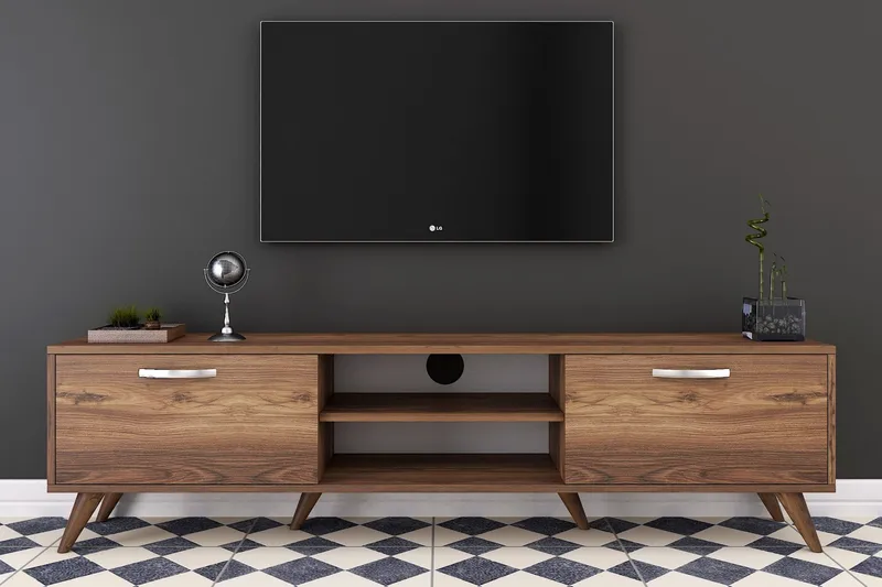 Virkesbo Tv bänk med Förvaring 180 cm - Valnöt / Brun / Rustik - Möbler - Tv möbel & mediamöbel - TV bänk & mediabänk