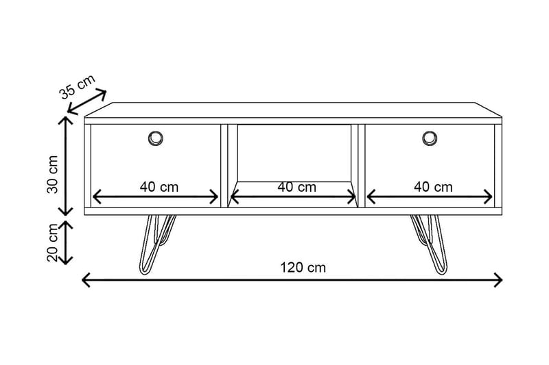 Yaren Tv-bänk 120 cm - Vit - TV bänk & mediabänk