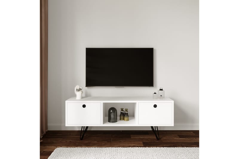 Yaren Tv-bänk 120 cm - Vit - TV bänk & mediabänk