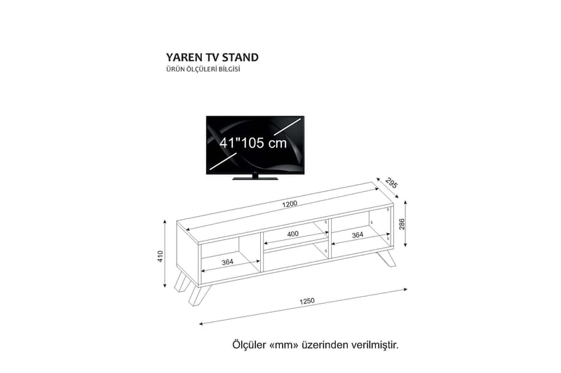 Yaren Tv-bänk 125 cm - Vit - TV bänk & mediabänk