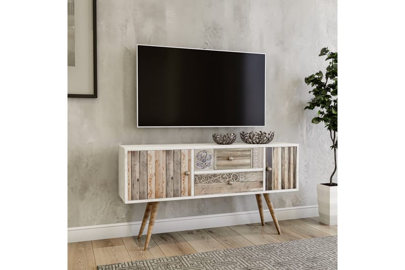 Zange TV-Bänk 122 cm - Vit/Valnöt - Möbler - Tv möbel & mediamöbel - TV bänk & mediabänk