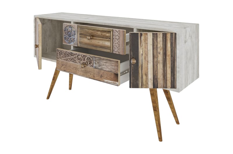 Zange TV-Bänk 122 cm - Vit/Valnöt - Möbler - Tv möbel & mediamöbel - TV bänk & mediabänk