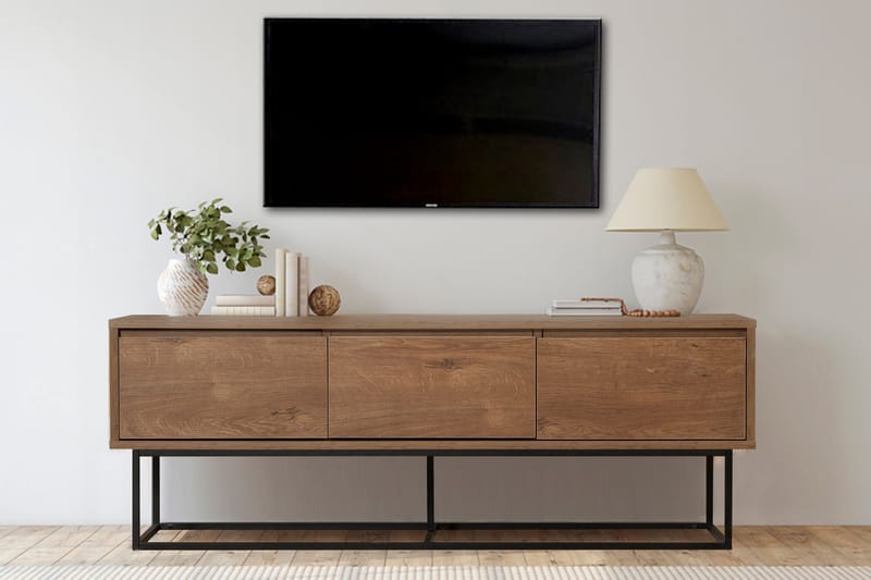 Zefiria Tv-bänk 140 cm - Mörkbrun/Svart - Möbler - Tv möbel & mediamöbel - TV bänk & mediabänk