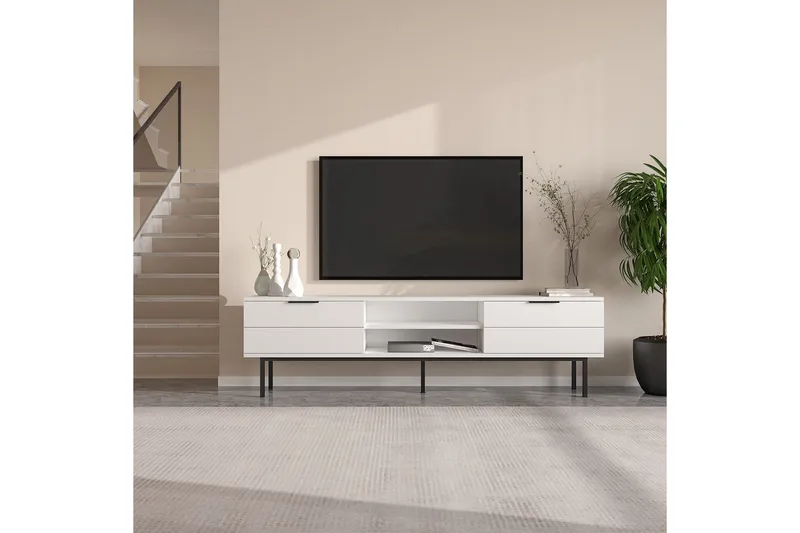 TV-bänk Ranjit Vit - Vit - Möbler - Tv möbel & mediamöbel - TV bänk & mediabänk