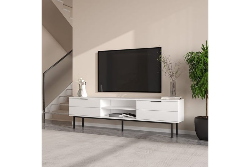 TV-bänk Ranjit Vit - Vit - Möbler - Tv möbel & mediamöbel - TV bänk & mediabänk