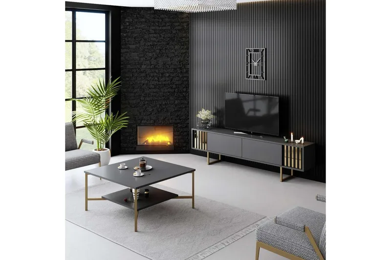 TV-bänk Rany Linje Antracit / Rany - Antracit / Rany - Möbler - Tv möbel & mediamöbel - TV bänk & mediabänk