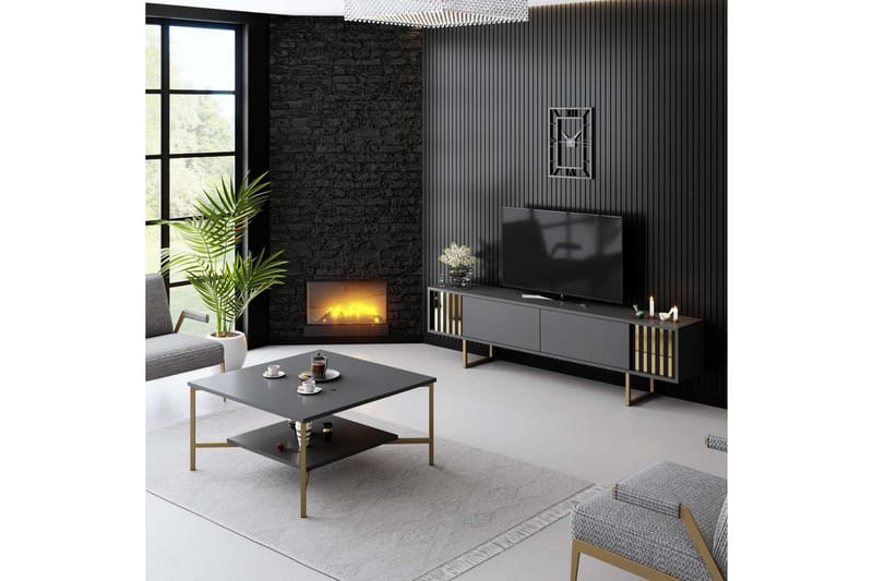 TV-bänk Rany Linje Antracit / Rany - Antracit / Rany - Möbler - Tv möbel & mediamöbel - TV bänk & mediabänk