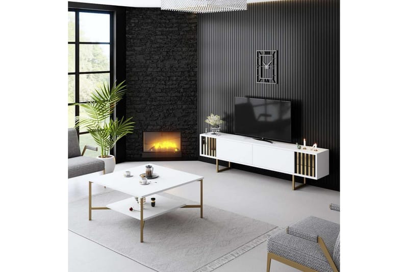 TV-bänk Rany Linje Vit / Rany - Vit / Rany - Möbler - Tv möbel & mediamöbel - TV bänk & mediabänk