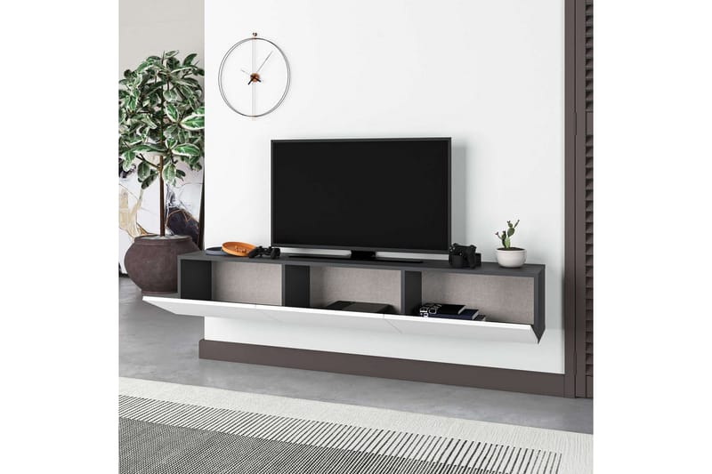 TV-bänk Rasab 180 Antracit / Vit - Antracit / Vit - Möbler - Tv möbel & mediamöbel - TV bänk & mediabänk