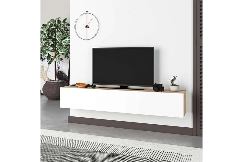 TV-bänk Rasab 180 Sudamalek / Vit - Sudamalek / Vit - Möbler - Tv möbel & mediamöbel - TV bänk & mediabänk