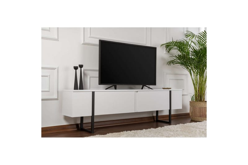 TV-bänk Serenity Vit Svart - Vit Svart - Möbler - Tv möbel & mediamöbel - TV bänk & mediabänk