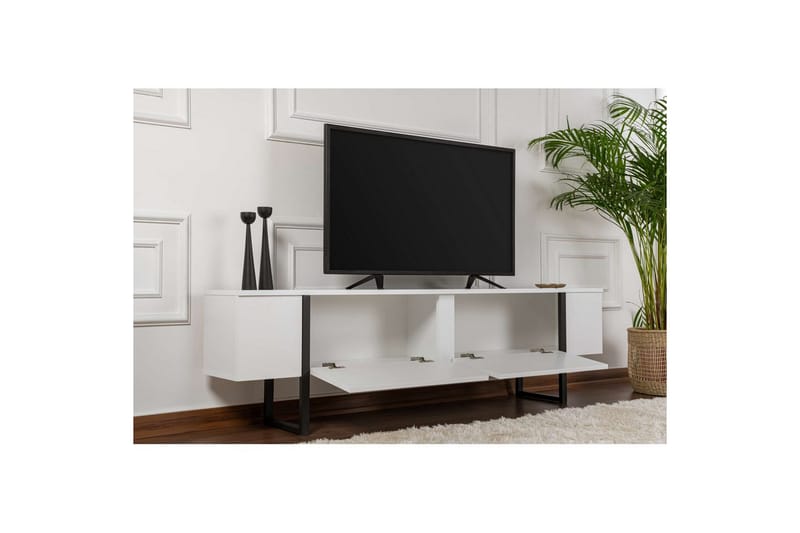 TV-bänk Serenity Vit Svart - Vit Svart - Möbler - Tv möbel & mediamöbel - TV bänk & mediabänk