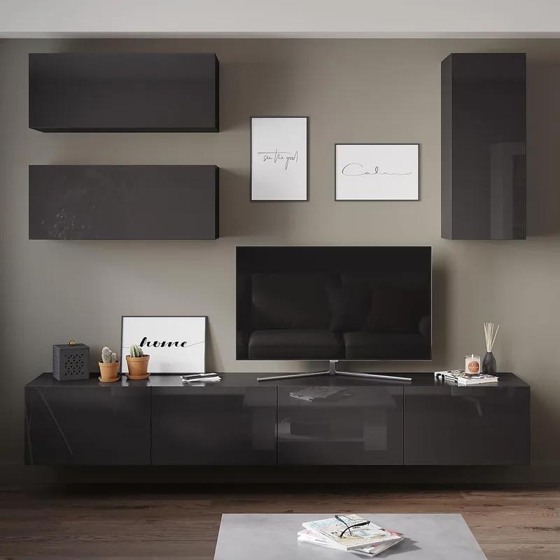 Tv-bänk | Set | 41x240 cm | Badachro - Grå - Möbler - Tv möbel & mediamöbel - TV-möbelset