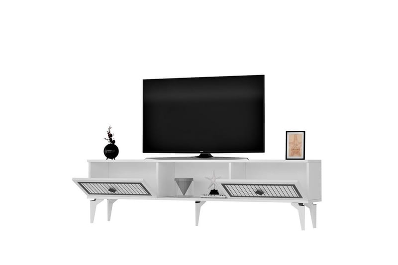 TV-bänk Sivaji Vit / Argentu - Vit / Argentu - Möbler - Tv möbel & mediamöbel - TV bänk & mediabänk