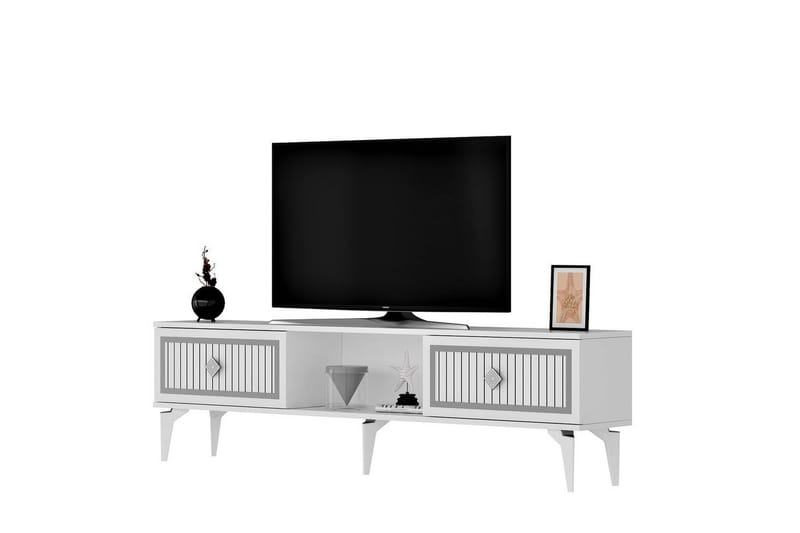 TV-bänk Sivaji Vit / Argentu - Vit / Argentu - Möbler - Tv möbel & mediamöbel - TV bänk & mediabänk