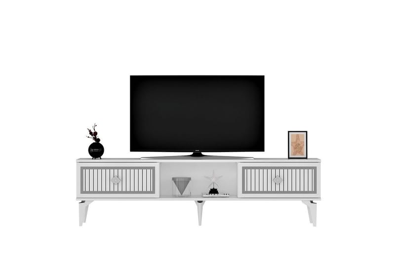 TV-bänk Sivaji Vit / Argentu - Vit / Argentu - Möbler - Tv möbel & mediamöbel - TV bänk & mediabänk