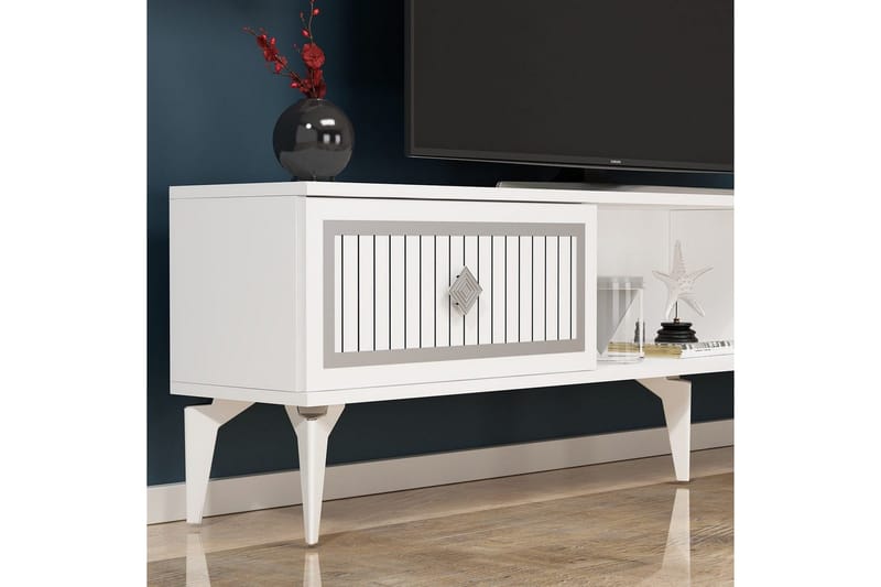 TV-bänk Sivaji Vit / Argentu - Vit / Argentu - Möbler - Tv möbel & mediamöbel - TV bänk & mediabänk