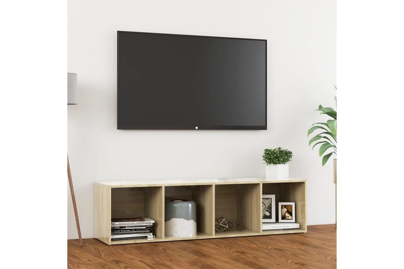 TV-bänk sonoma-ek 142,5x35x36,5 cm spånskiva - Brun - TV bänk & mediabänk