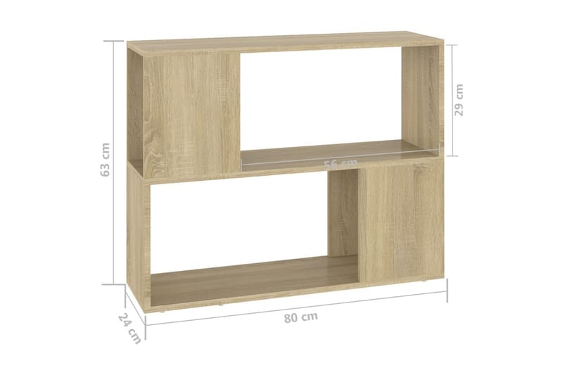 TV-bänk sonoma-ek 80x24x63 cm spånskiva - Brun - Möbler - Tv möbel & mediamöbel - TV bänk & mediabänk