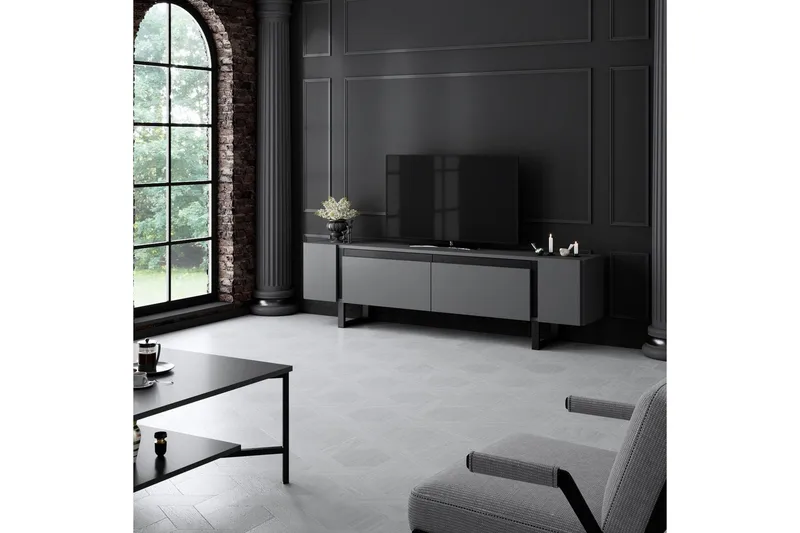 TV-bänk Sozi Antracit / Svart - Antracit / Svart - Möbler - Tv möbel & mediamöbel - TV bänk & mediabänk
