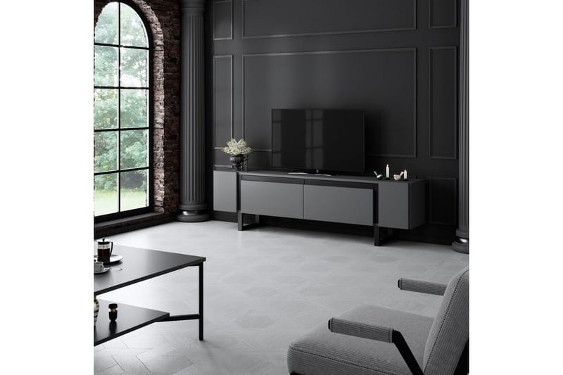 TV-bänk Sozi Antracit / Svart - Antracit / Svart - Möbler - Tv möbel & mediamöbel - TV bänk & mediabänk
