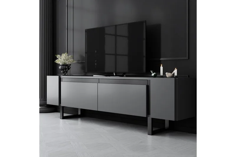 TV-bänk Sozi Antracit / Svart - Antracit / Svart - Möbler - Tv möbel & mediamöbel - TV bänk & mediabänk