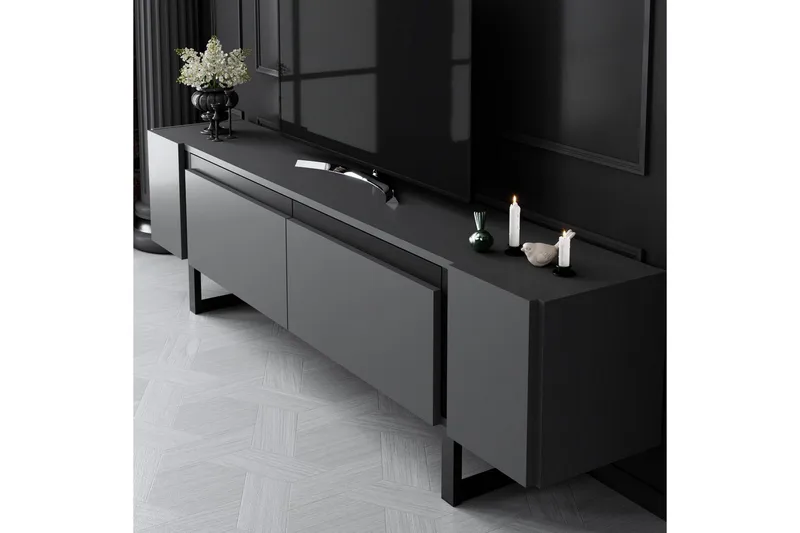 TV-bänk Sozi Antracit / Svart - Antracit / Svart - Möbler - Tv möbel & mediamöbel - TV bänk & mediabänk