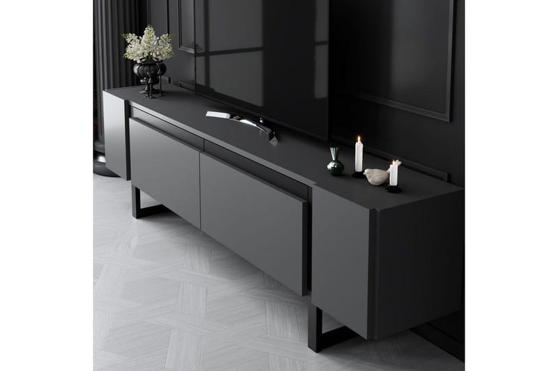 TV-bänk Sozi Antracit / Svart - Antracit / Svart - Möbler - Tv möbel & mediamöbel - TV bänk & mediabänk