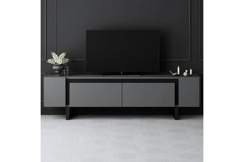 TV-bänk Sozi Antracit / Svart - Antracit / Svart - Möbler - Tv möbel & mediamöbel - TV bänk & mediabänk