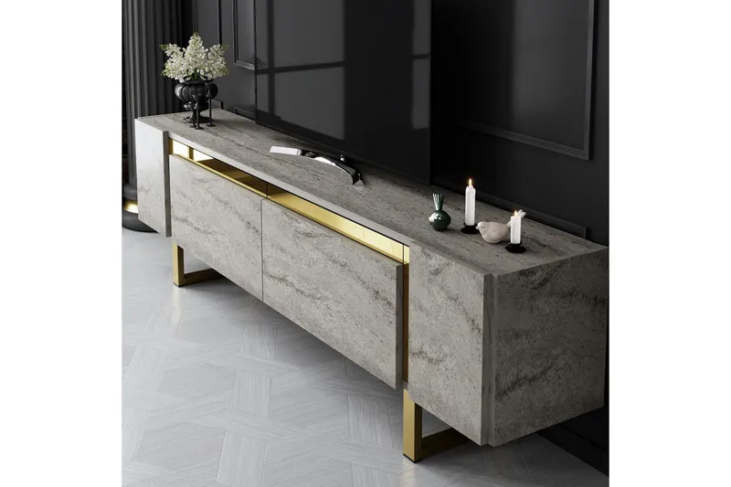 TV-bänk Sozi Travertin / Rany - Travertin / Rany - Möbler - Tv möbel & mediamöbel - TV bänk & mediabänk