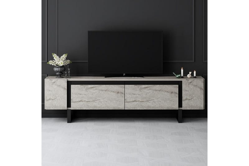 TV-bänk Sozi Travertin / Svart - Travertin / Svart - Möbler - Tv möbel & mediamöbel - TV bänk & mediabänk