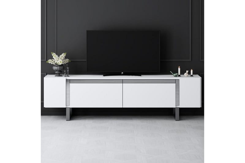 TV-bänk Sozi Vit / Argentu - Vit / Argentu - Möbler - Tv möbel & mediamöbel - TV bänk & mediabänk