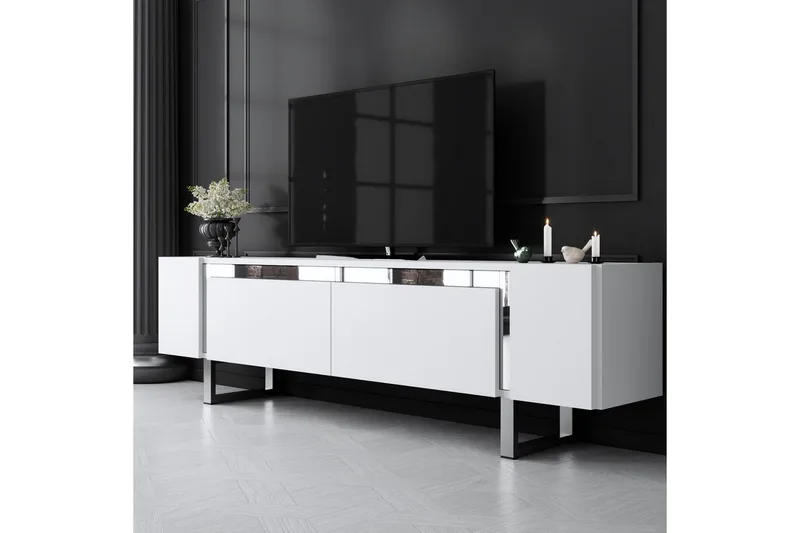 TV-bänk Sozi Vit / Argentu - Vit / Argentu - Möbler - Tv möbel & mediamöbel - TV bänk & mediabänk