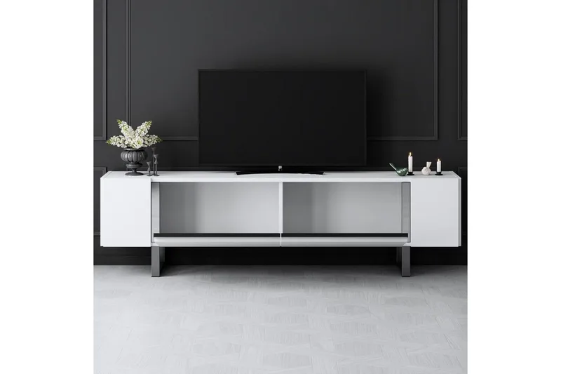 TV-bänk Sozi Vit / Argentu - Vit / Argentu - Möbler - Tv möbel & mediamöbel - TV bänk & mediabänk