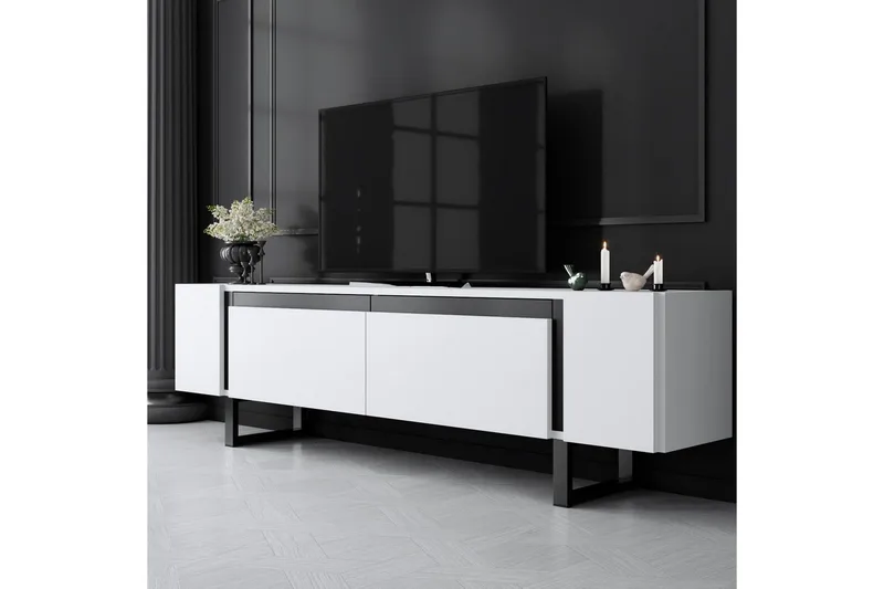TV-bänk Sozi Vit / Svart - Vit / Svart - Möbler - Tv möbel & mediamöbel - TV bänk & mediabänk