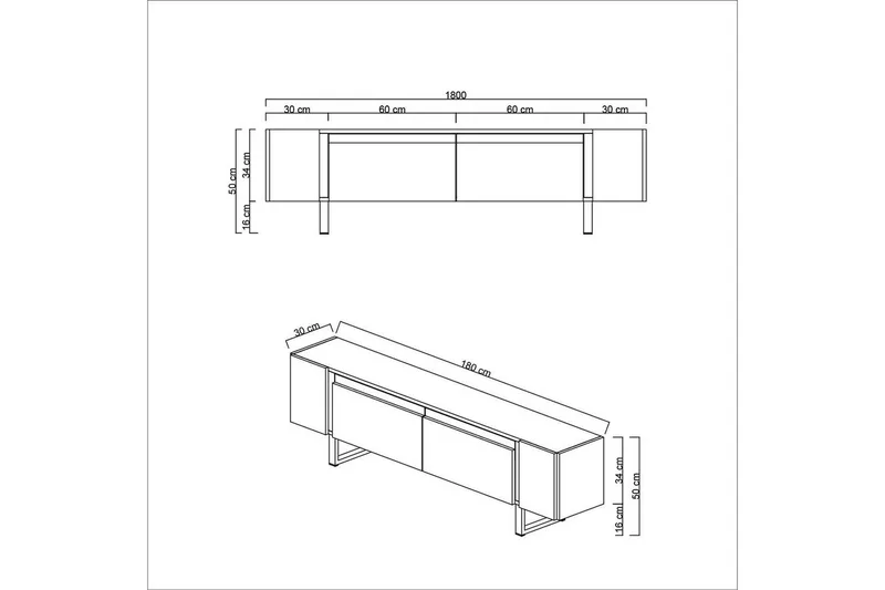 TV-bänk Sozi Vit / Svart - Vit / Svart - Möbler - Tv möbel & mediamöbel - TV bänk & mediabänk