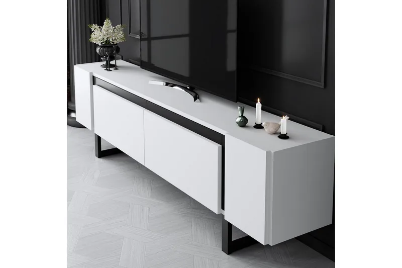 TV-bänk Sozi Vit / Svart - Vit / Svart - Möbler - Tv möbel & mediamöbel - TV bänk & mediabänk