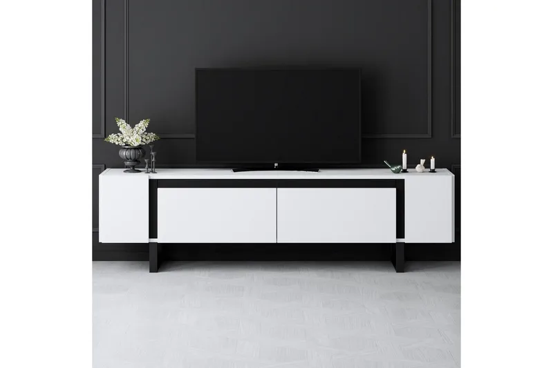 TV-bänk Sozi Vit / Svart - Vit / Svart - Möbler - Tv möbel & mediamöbel - TV bänk & mediabänk