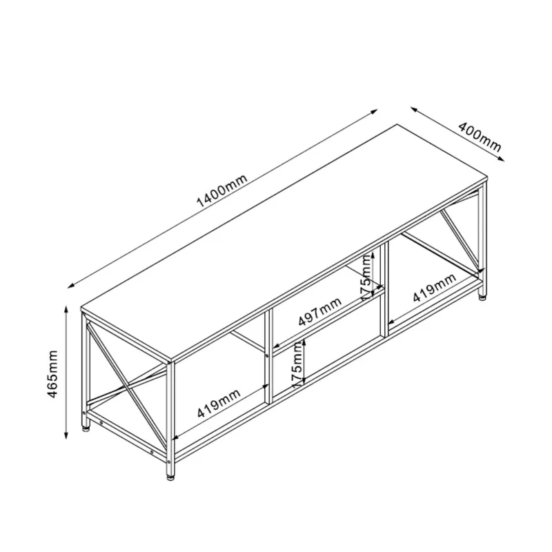 TV-bänk Study Ek/Svart 140x40x46,5 cm - ek/svart - Möbler - Tv möbel & mediamöbel - TV bänk & mediabänk